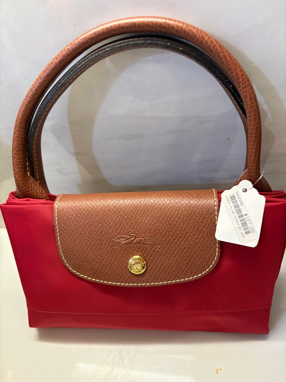 Longchamp Medium Le Pliage Red Tote Bag